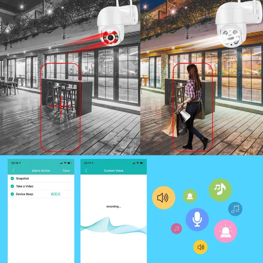 5MP PTZ IP Camera Wifi Outdoor AI Human Detection Audio 1080P Wireless Security CCTV Camera P2P RTSP 4X Digital Zoom Wifi Camera - Image 5