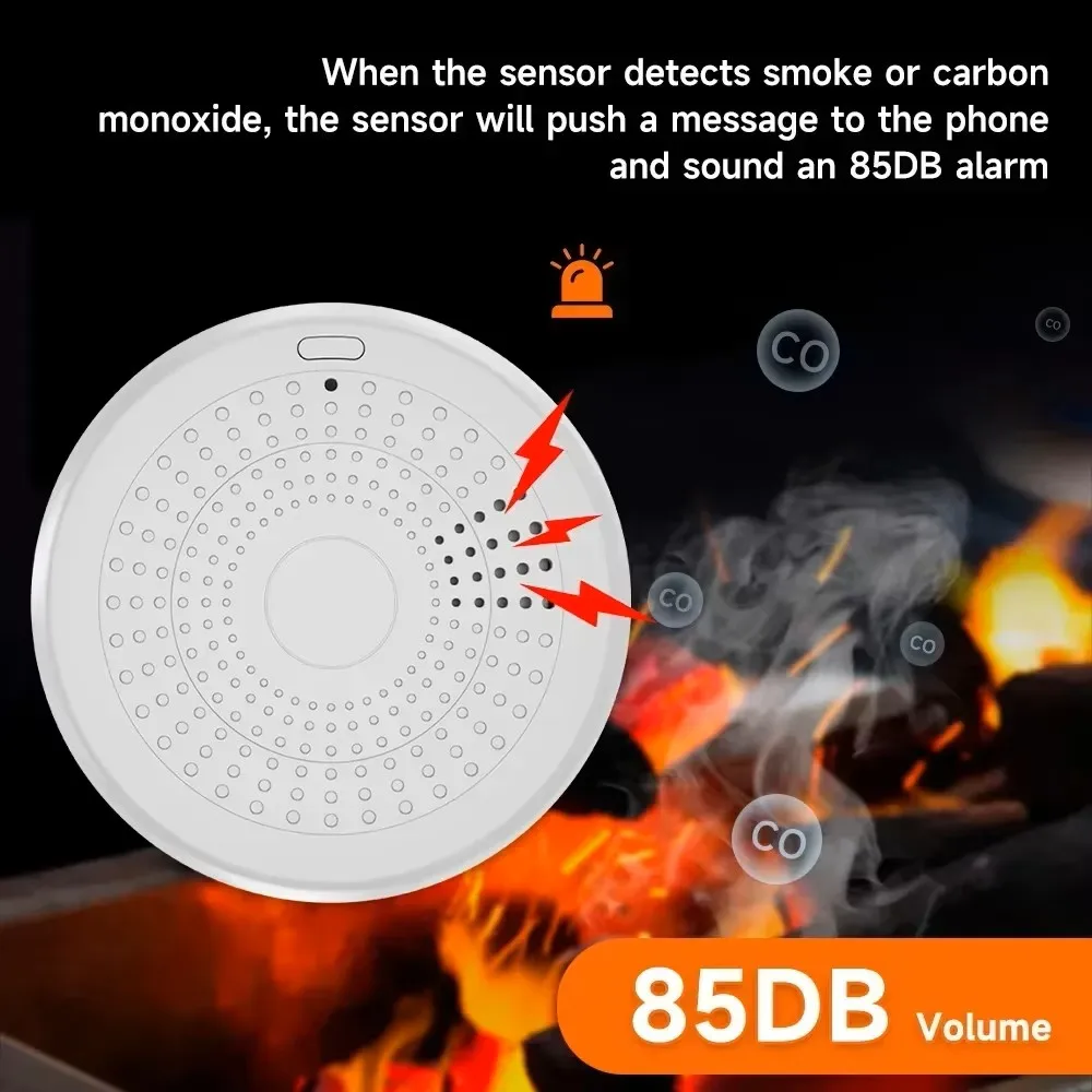 Tuya WiFi 2 in 1 CO & Smoke Detector Smart Life APP Control 85DB Sound Light Alarm Home Security - Image 4
