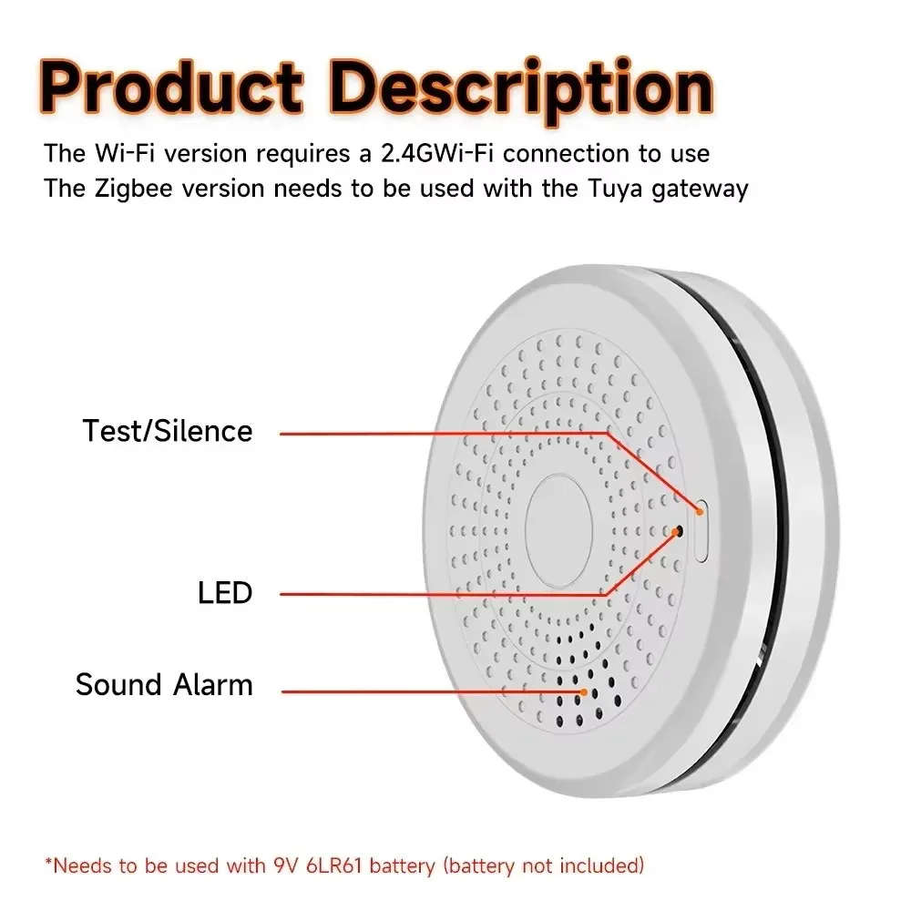 Tuya WiFi 2 in 1 CO & Smoke Detector Smart Life APP Control 85DB Sound Light Alarm Home Security - Image 3