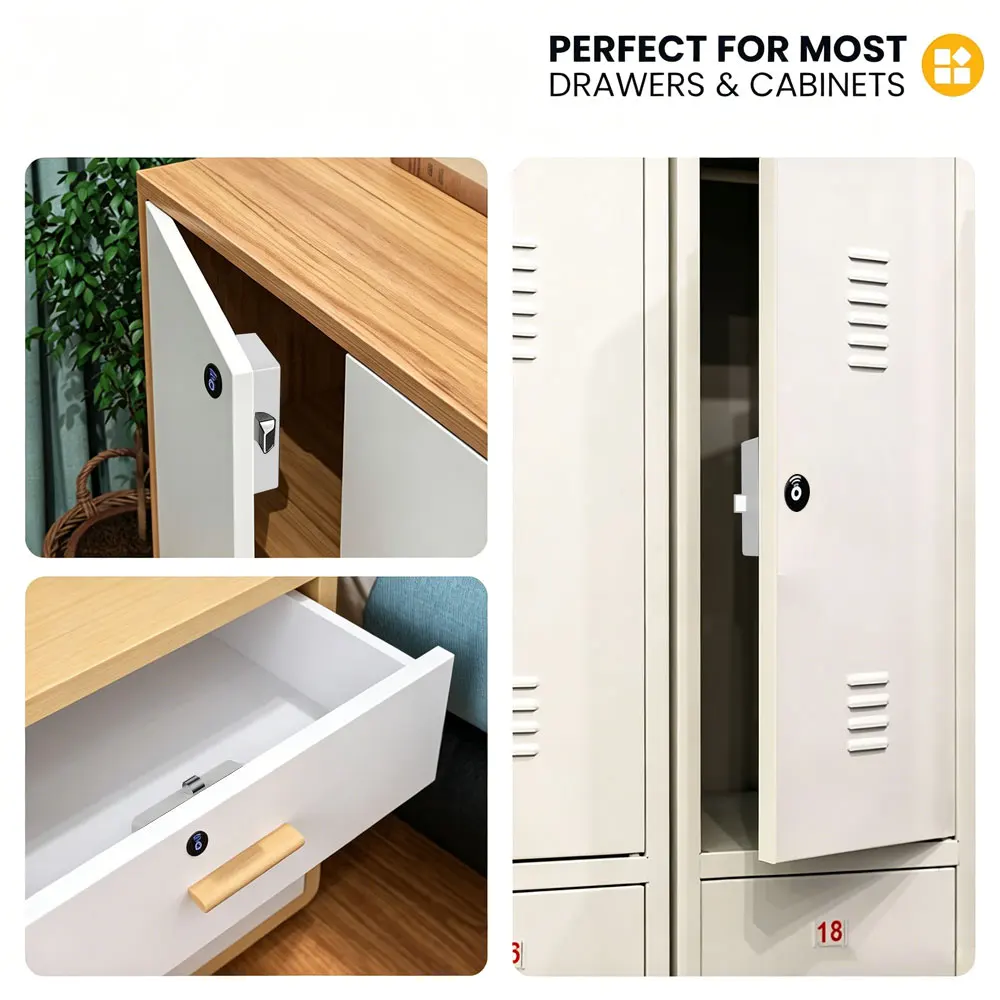TTLock App Invisible Smart Cabinet Lock, Drill-Free Keyless RFID Card Electronic Hidden Drawer Lock for Furniture Wardrobe Offic - Image 3