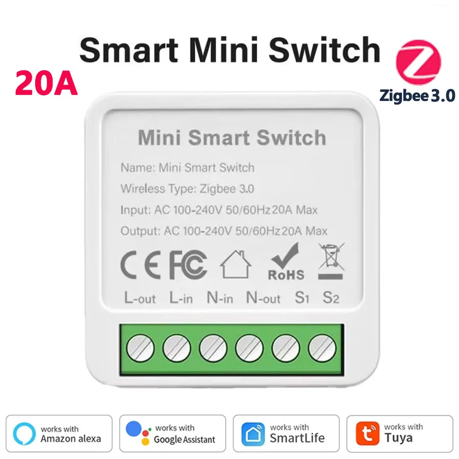 Smart WiFi/Zigbee 3.0 Switch 16A 20A Module Relay Breaker 2-way Control Work with Tuya Smart Life APP Alexa Home Assistant - Image 9