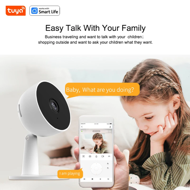 Tuya Smart 1080p Wi-Fi Smart Home Security Camera 2MP, HD,Real-time APP Alerts, 2-Way Audio, with Motion Tracking for Baby & Pet - Image 2