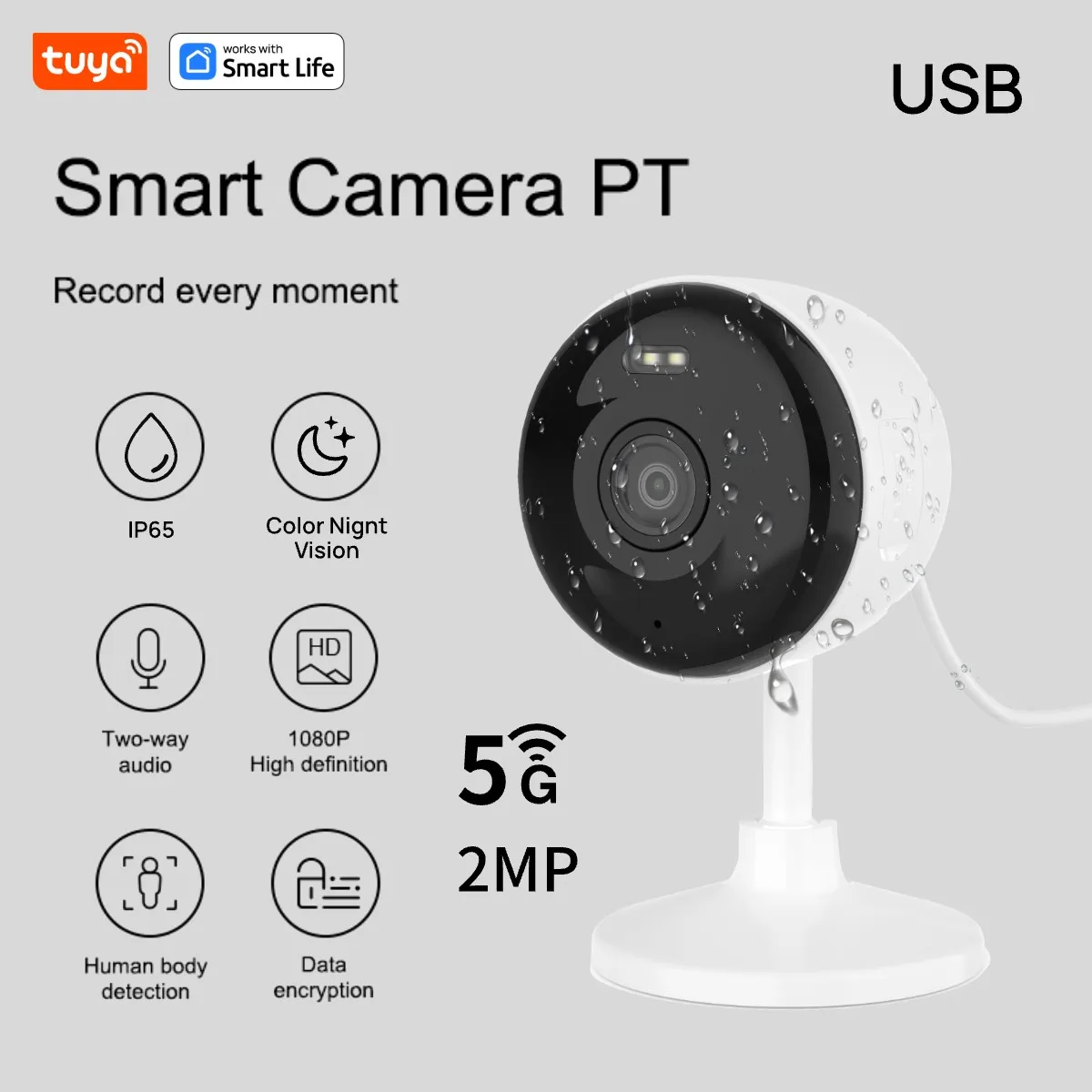 Tuya Smart 1080p Wi-Fi Smart Home Security Camera 2MP, HD,Real-time APP Alerts, 2-Way Audio, with Motion Tracking for Baby & Pet - Image 8