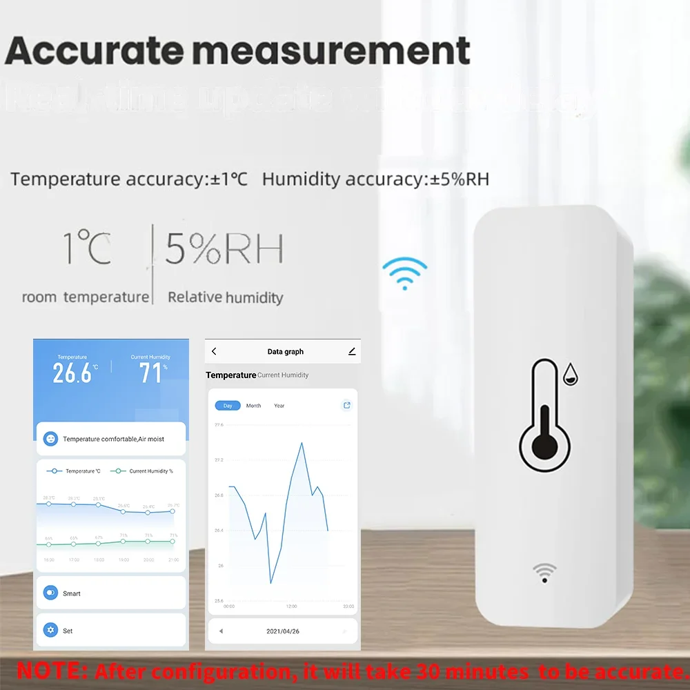Tuya WiFi Zigbee Temperature Humidity Sensor Smart Home Indoor Hygrometer APP Monitoring Work with Google Home SmartLife Alexa - Image 4