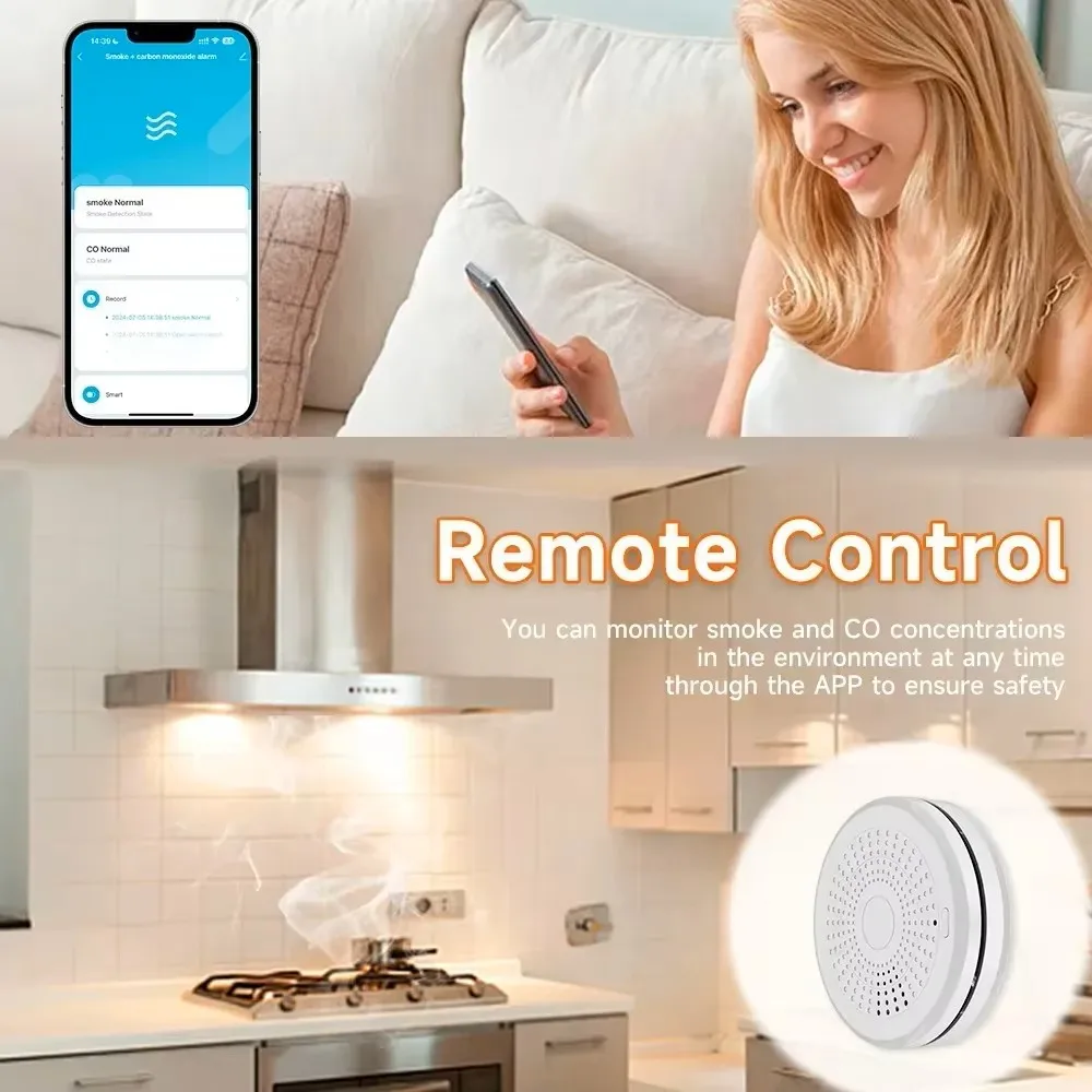 Tuya WiFi 2 in 1 CO & Smoke Detector Smart Life APP Control 85DB Sound Light Alarm Home Security - Image 5