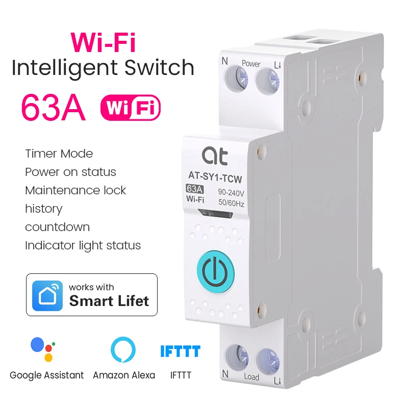Tuya WiFi Circuit Breaker Smart 1P+N 63A MCB Timer Power Energy kWh Voltage Current Meter Protector Voice Remote Control Switch - Image 9