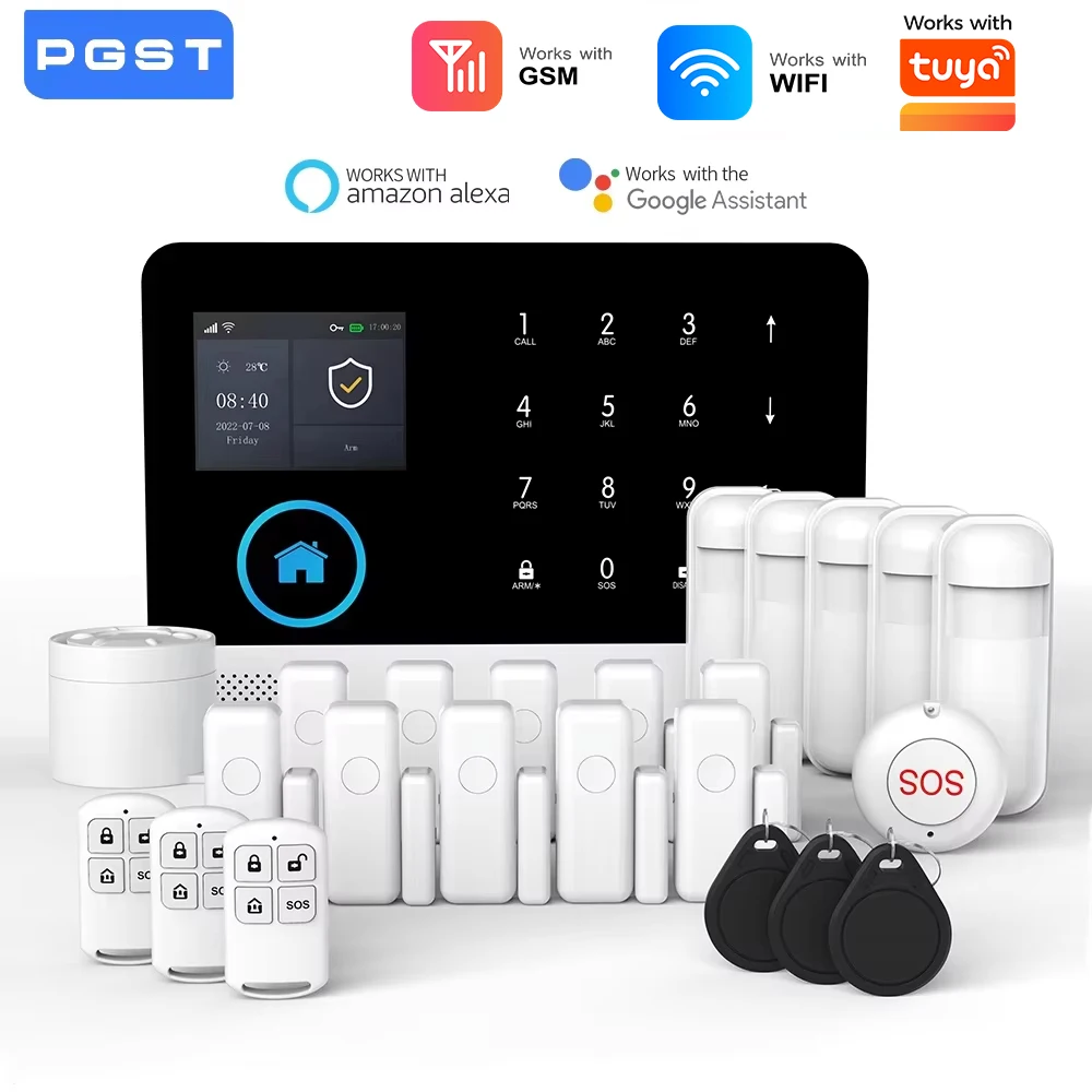 GSM Alarm System for Home Works with TUYA Smart Home App Burglar Security 433MHz 2G WiFi Alarm Wireless Control PG103
