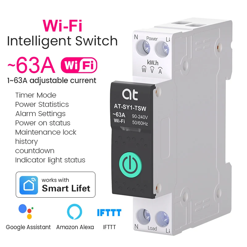 Tuya WiFi Circuit Breaker Smart 1P+N 63A MCB Timer Power Energy kWh Voltage Current Meter Protector Voice Remote Control Switch - Image 7