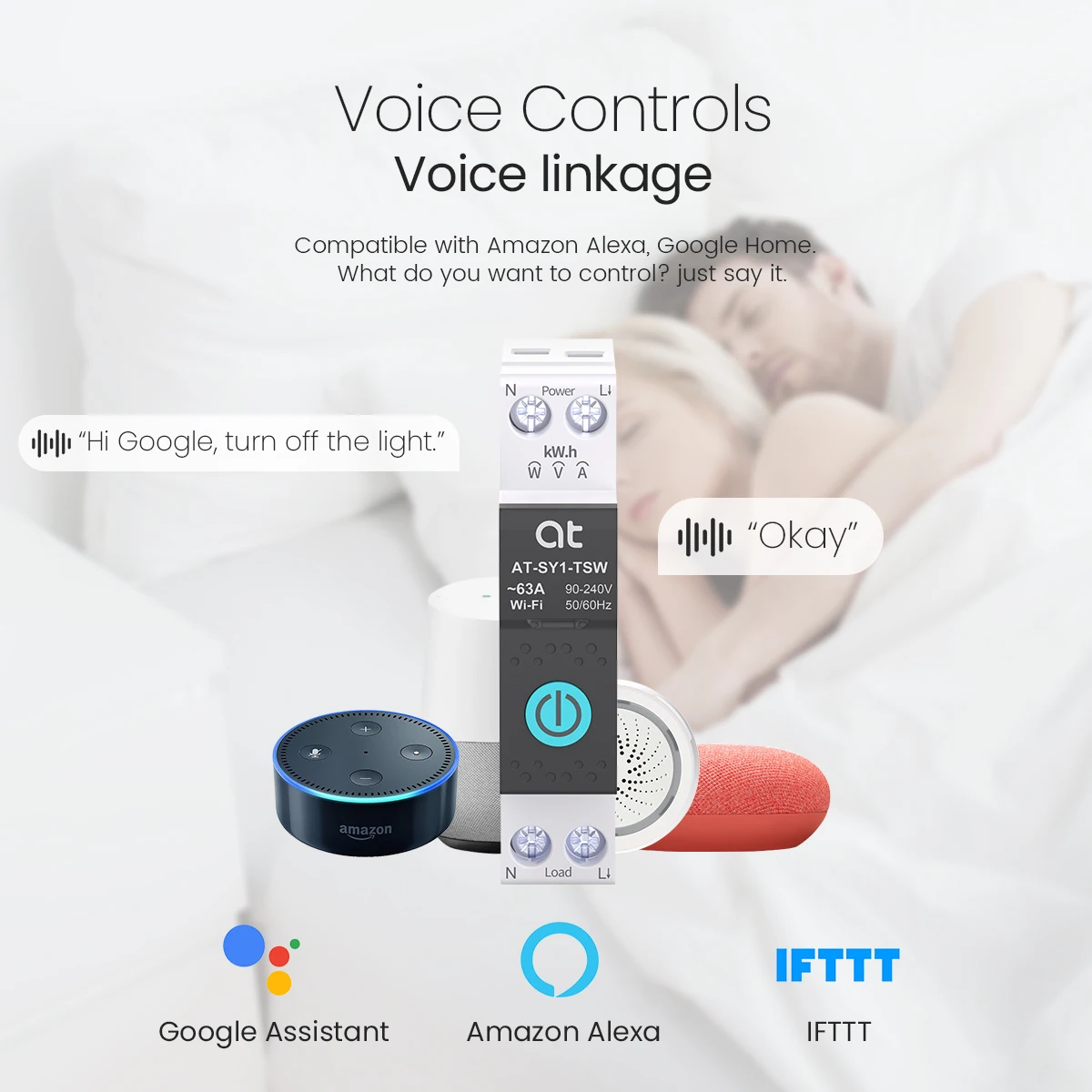 Tuya WiFi Circuit Breaker Smart 1P+N 63A MCB Timer Power Energy kWh Voltage Current Meter Protector Voice Remote Control Switch - Image 2