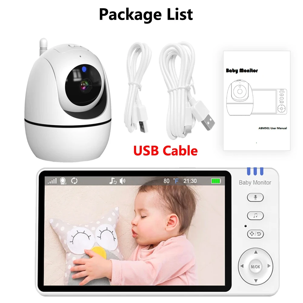 5 Inch Video Baby Monitor With Camera PTZ Zoom Babyphone Cam Security Protection Surveillance Cameras Temperature Sensor Lullaby - Image 7