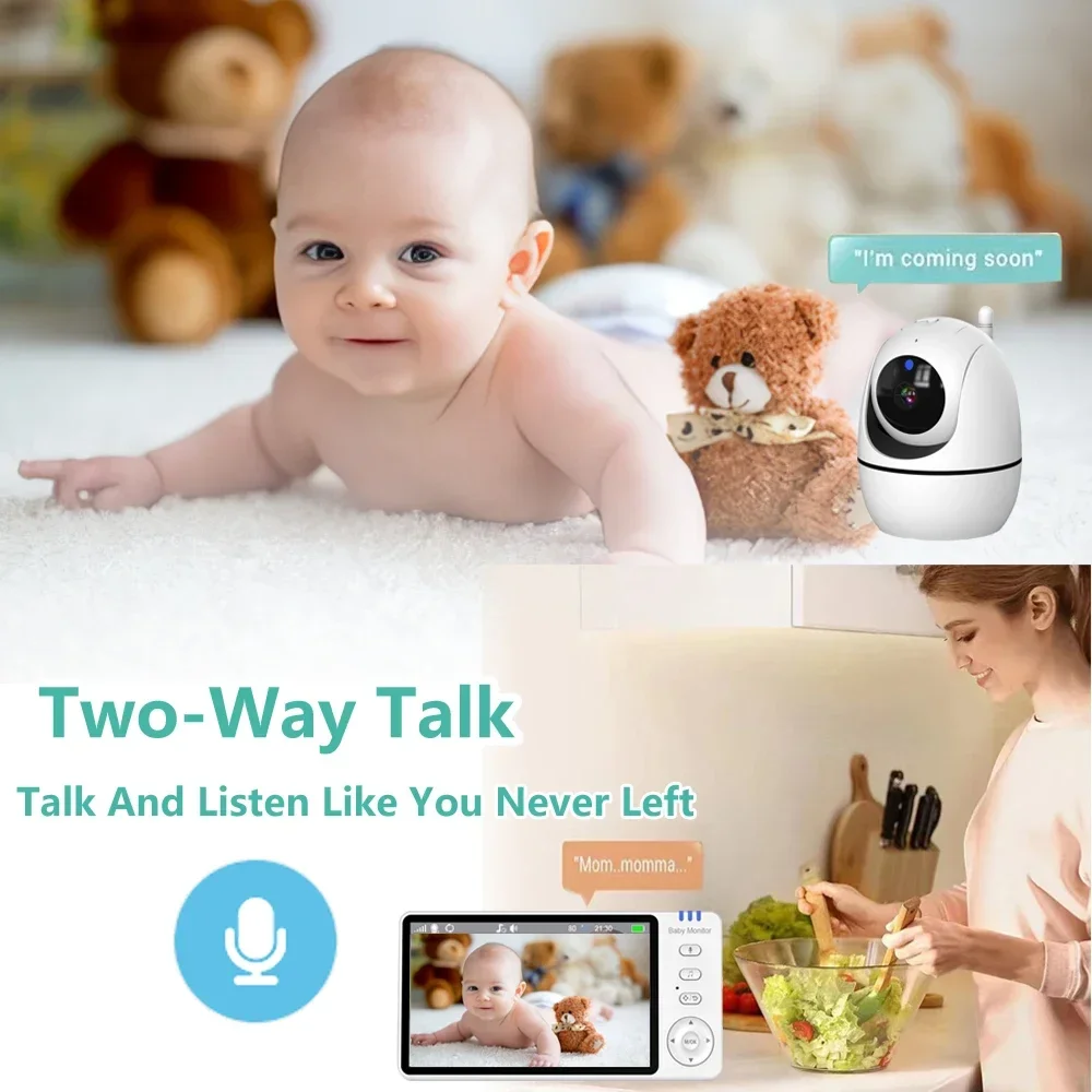 5 Inch Video Baby Monitor With Camera PTZ Zoom Babyphone Cam Security Protection Surveillance Cameras Temperature Sensor Lullaby - Image 4