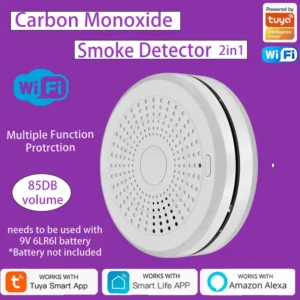 Tuya WiFi 2 in 1 CO & Smoke Detector Smart Life APP Control 85DB Sound Light Alarm Home Security