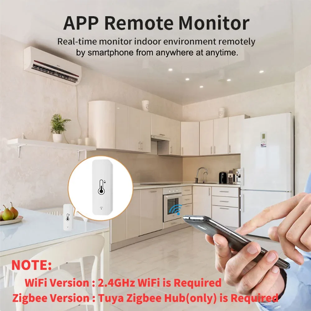 Tuya WiFi Zigbee Temperature Humidity Sensor Smart Home Indoor Hygrometer APP Monitoring Work with Google Home SmartLife Alexa - Image 2